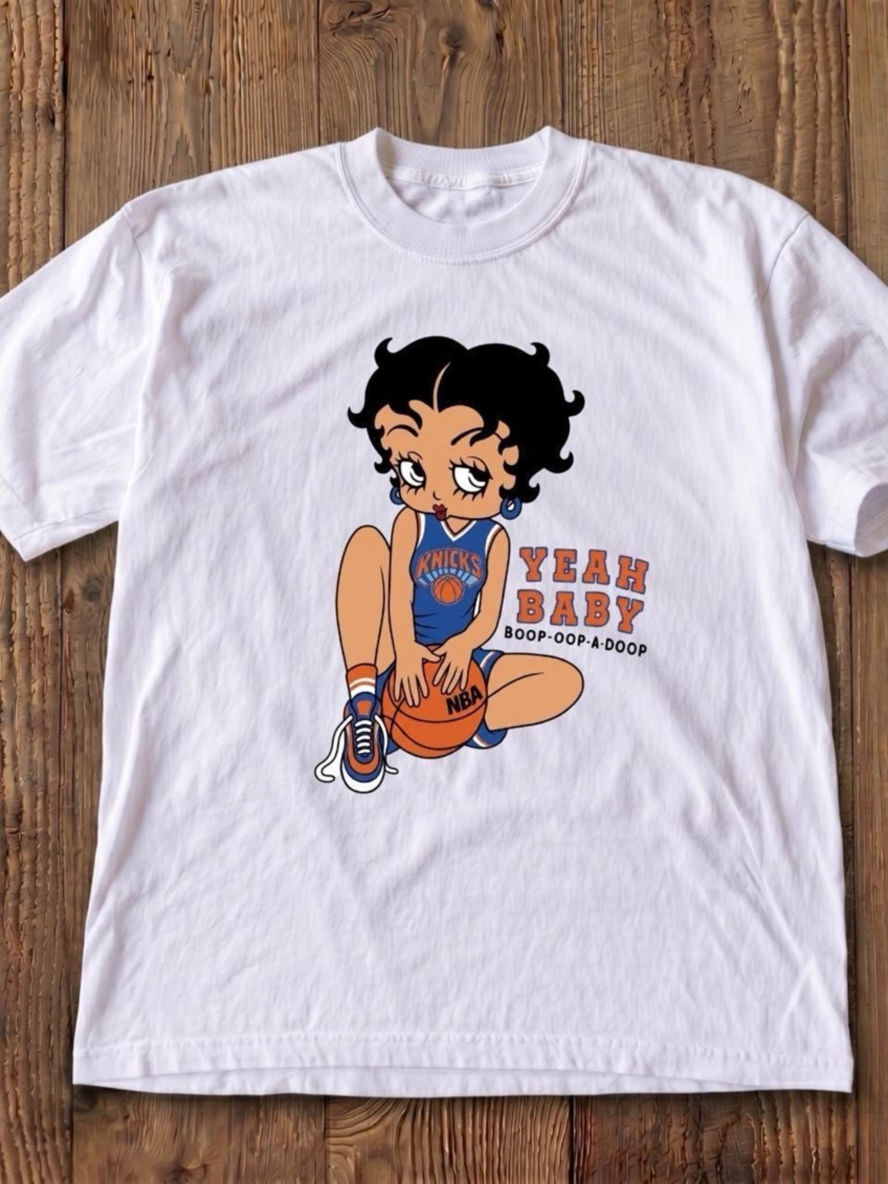 Betty Boop New York Knicks White Graphic T-Shirt